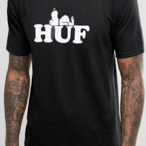 Noxx Футболка чоловіча Huf, хаф чорна з білим лого Noxx Футболка чоловіча Huf, хаф чорна з білим лого