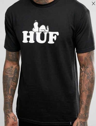 Noxx Футболка чоловіча Huf, хаф чорна з білим лого Noxx Футболка чоловіча Huf, хаф чорна з білим лого