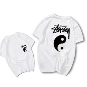 Noxx Чоловіча футболка з принтом Stussy, Білий Noxx Чоловіча футболка з принтом Stussy, Білий