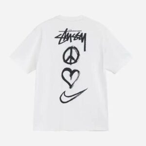 Noxx Чоловіча футболка з принтом Stussy, Білий Noxx Чоловіча футболка з принтом Stussy, Білий