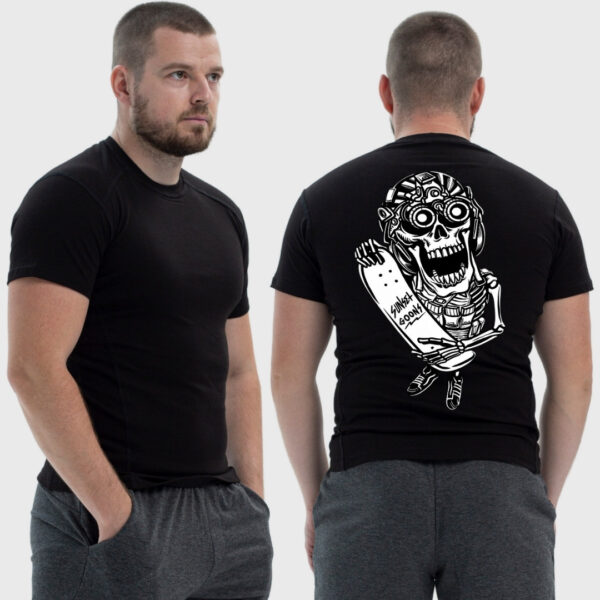 Мужская тактическая футболка Noxx в стиле милитари Sunset Goons скелет со скейтом, Черный
