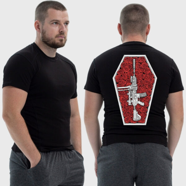 Мужская тактическая футболка Noxx в стиле милитари Sunset Goons снайперская винтовка в гробу с розами, Черный