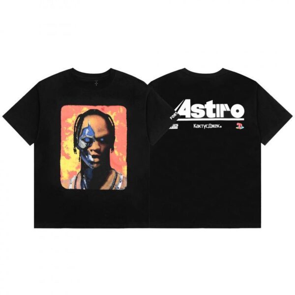 Noxx Чоловіча футболка travis scott cactus jack, Чорний Noxx Чоловіча футболка travis scott cactus jack, Чорний