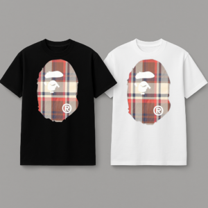 Noxx Чоловіча футболка з принтом Bape, Чорний Noxx Чоловіча футболка з принтом Bape, Чорний