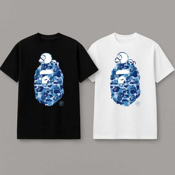 Noxx Чоловіча футболка з принтом Bape, Чорний Noxx Чоловіча футболка з принтом Bape, Чорний