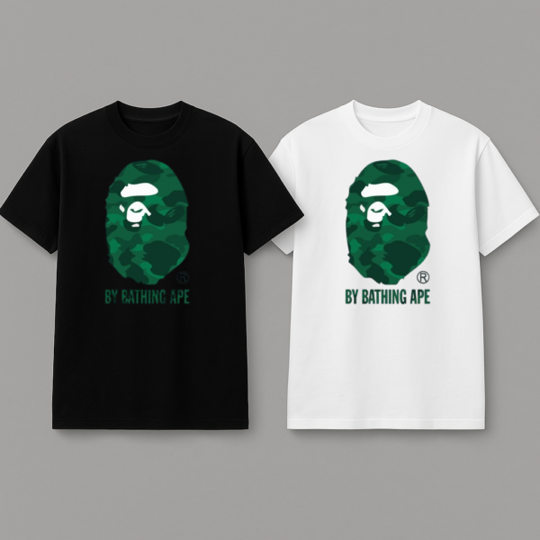 Noxx Чоловіча футболка з принтом Bape, Чорний Noxx Чоловіча футболка з принтом Bape, Чорний