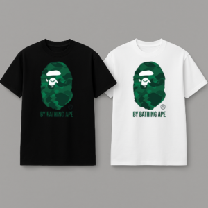 Noxx Чоловіча футболка з принтом Bape, Чорний Noxx Чоловіча футболка з принтом Bape, Чорний