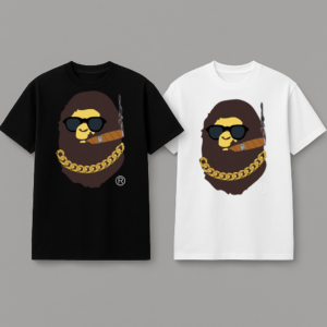 Noxx Чоловіча футболка з принтом Bape, Чорний Noxx Чоловіча футболка з принтом Bape, Чорний