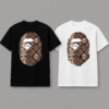 Noxx Чоловіча футболка з принтом Bape, Чорний Noxx Чоловіча футболка з принтом Bape, Чорний