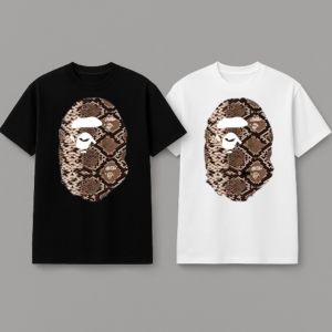 Noxx Чоловіча футболка з принтом Bape, Чорний Noxx Чоловіча футболка з принтом Bape, Чорний