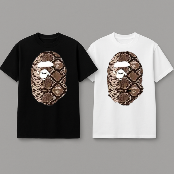 Noxx Чоловіча футболка з принтом Bape, Чорний Noxx Чоловіча футболка з принтом Bape, Чорний
