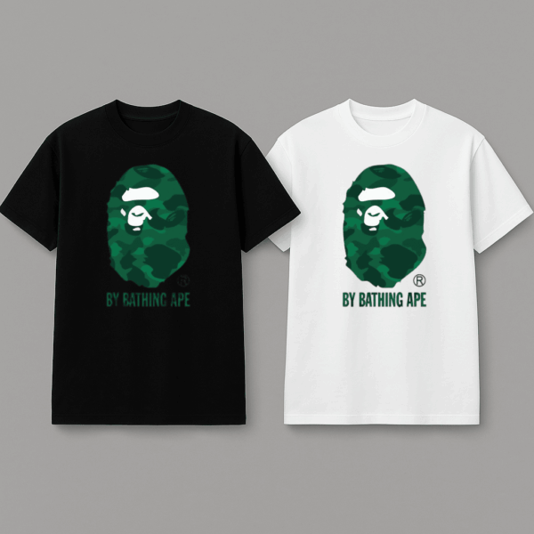 Noxx Чоловіча футболка з принтом Bape, Чорний Noxx Чоловіча футболка з принтом Bape, Чорний