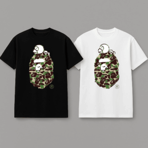 Noxx Чоловіча футболка з принтом Bape, Чорний Noxx Чоловіча футболка з принтом Bape, Чорний