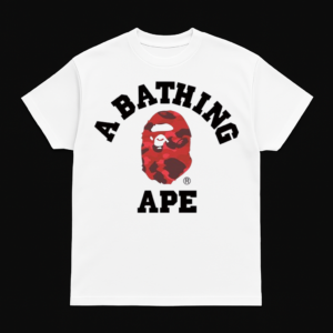 Noxx Чоловіча футболка з принтом Bape, Білий Noxx Чоловіча футболка з принтом Bape, Білий