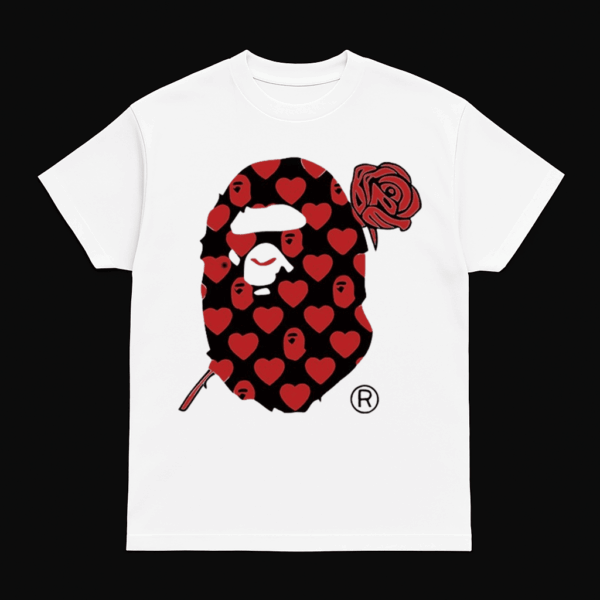Noxx Чоловіча футболка з принтом Bape, Білий Noxx Чоловіча футболка з принтом Bape, Білий