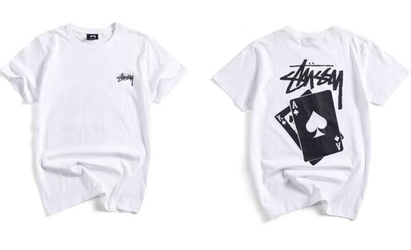 Noxx Чоловіча футболка з принтом Stussy , Білий Noxx Чоловіча футболка з принтом Stussy , Білий