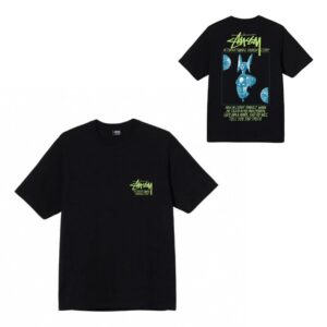 Noxx Чоловіча футболка з принтом Stussy, Чорний Noxx Чоловіча футболка з принтом Stussy, Чорний