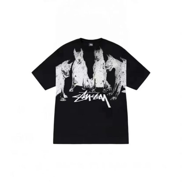 Noxx Чоловіча футболка з принтом Stussy, Чорний Noxx Чоловіча футболка з принтом Stussy, Чорний