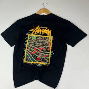 Noxx Чоловіча футболка з принтом Stussy, Чорний Noxx Чоловіча футболка з принтом Stussy, Чорний