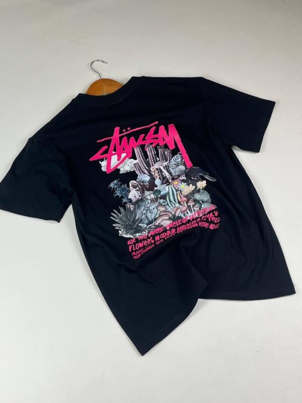 Noxx Чоловіча футболка з принтом Stussy, Чорний Noxx Чоловіча футболка з принтом Stussy, Чорний