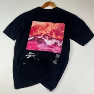 Noxx Чоловіча футболка з принтом Stussy, Чорний Noxx Чоловіча футболка з принтом Stussy, Чорний