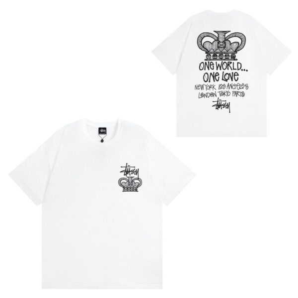 Noxx Чоловіча футболка з принтом Stussy, Білий Noxx Чоловіча футболка з принтом Stussy, Білий