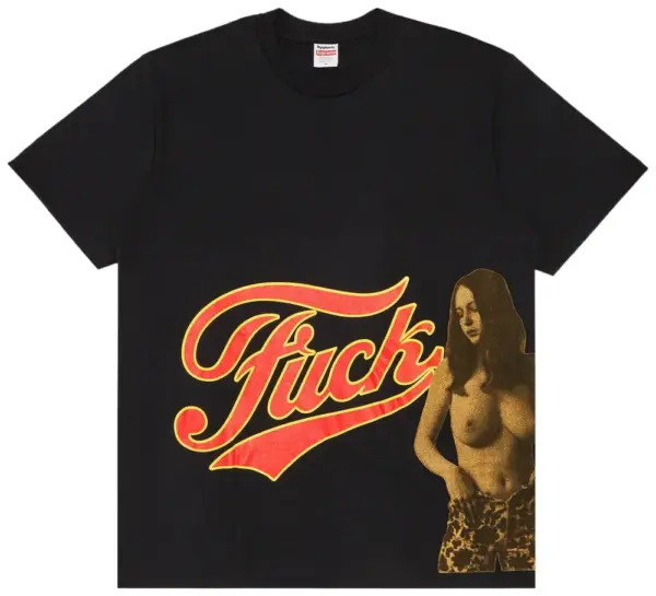 Noxx Чоловіча футболка з принтом Supreme x HYSTERIC GLAMOUR Fuck, Чорний Noxx Чоловіча футболка з принтом Supreme x HYSTERIC GLAMOUR Fuck, Чорний
