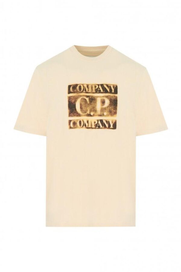Noxx Чоловіча футболка з принтом CP COMPANY, Бежевий Noxx Чоловіча футболка з принтом CP COMPANY, Бежевий
