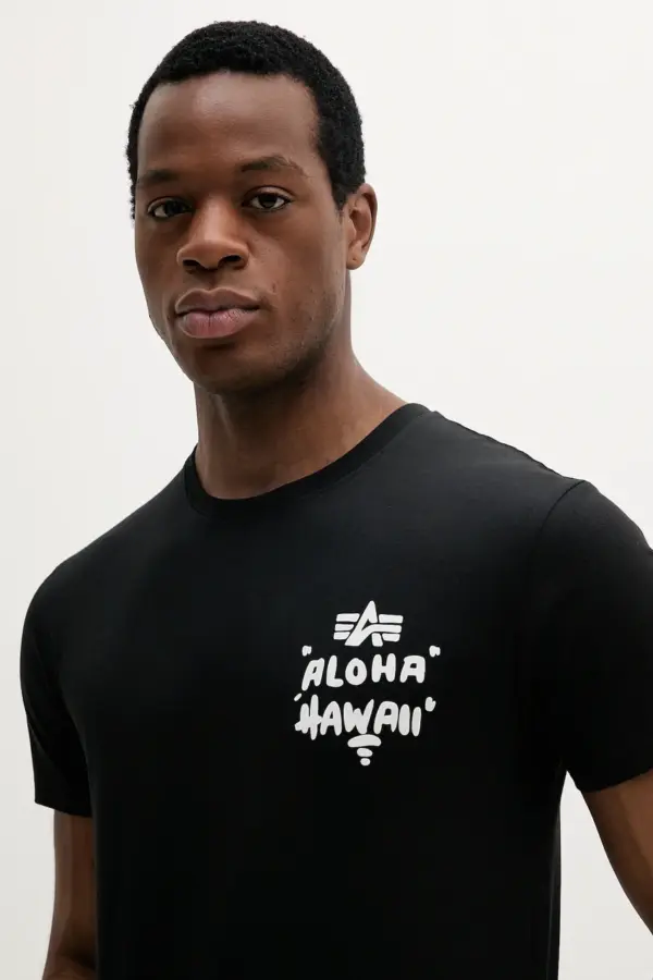 Noxx Чоловіча футболка з принтом Alpha Industries, Чорний Noxx Чоловіча футболка з принтом Alpha Industries, Чорний