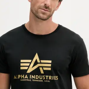 Noxx Чоловіча футболка з принтом Alpha Industries, Чорний Noxx Чоловіча футболка з принтом Alpha Industries, Чорний