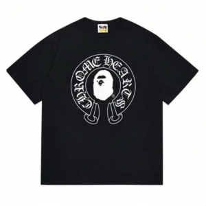 Noxx Чоловіча футболка з принтом Bape, Чорний Noxx Чоловіча футболка з принтом Bape, Чорний