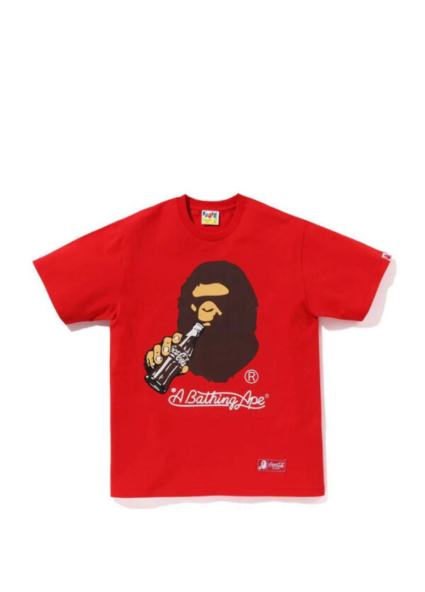 Noxx Чоловіча футболка з принтом Bape A Bathing Ape x Coca-Cola Ape, Червоний
