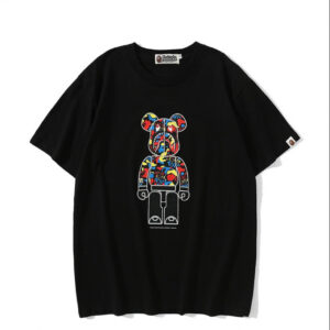 Noxx Чоловіча футболка з принтом Bape Aape by A BATHING APE x Medicom Toy Camo Bear, Чорний Noxx Чоловіча футболка з принтом Bape Aape by A BATHING APE x Medicom Toy Camo Bear, Чорний