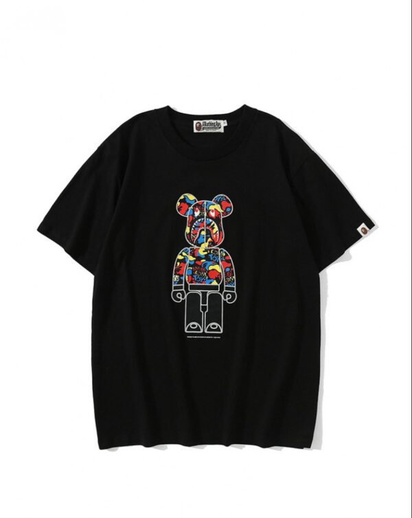 Noxx Чоловіча футболка з принтом Bape Aape by A BATHING APE x Medicom Toy Camo Bear, Чорний Noxx Чоловіча футболка з принтом Bape Aape by A BATHING APE x Medicom Toy Camo Bear, Чорний