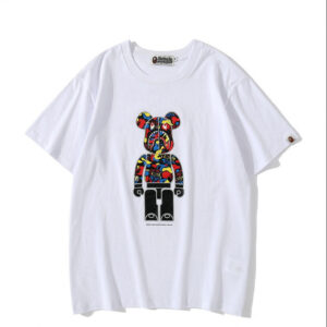 Noxx Чоловіча футболка з принтом Bape Aape by A BATHING APE x Medicom Toy Camo Bear, Білий Noxx Чоловіча футболка з принтом Bape Aape by A BATHING APE x Medicom Toy Camo Bear, Білий