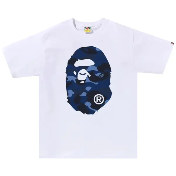 Noxx Чоловіча футболка з принтом BAPE Color Camo Big Ape, Білий Noxx Чоловіча футболка з принтом BAPE Color Camo Big Ape, Білий