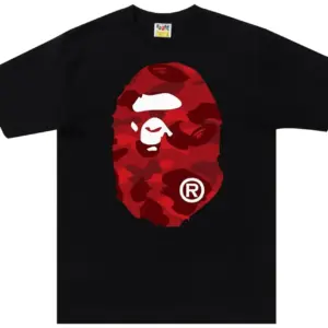 Noxx Чоловіча футболка з принтом BAPE Color Camo Big Ape, Чорний Noxx Чоловіча футболка з принтом BAPE Color Camo Big Ape, Чорний