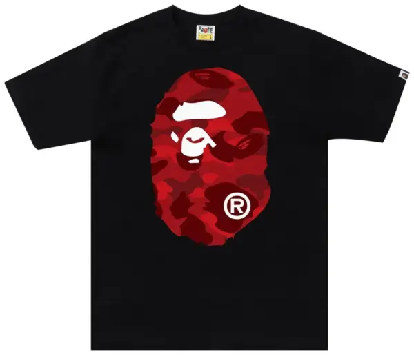 Noxx Чоловіча футболка з принтом BAPE Color Camo Big Ape, Чорний Noxx Чоловіча футболка з принтом BAPE Color Camo Big Ape, Чорний