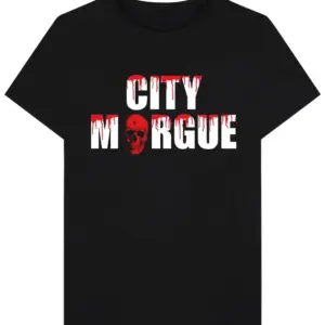 Noxx Чоловіча футболка з принтом Vlone x City Morgue Dog, Чорний Noxx Чоловіча футболка з принтом Vlone x City Morgue Dog, Чорний