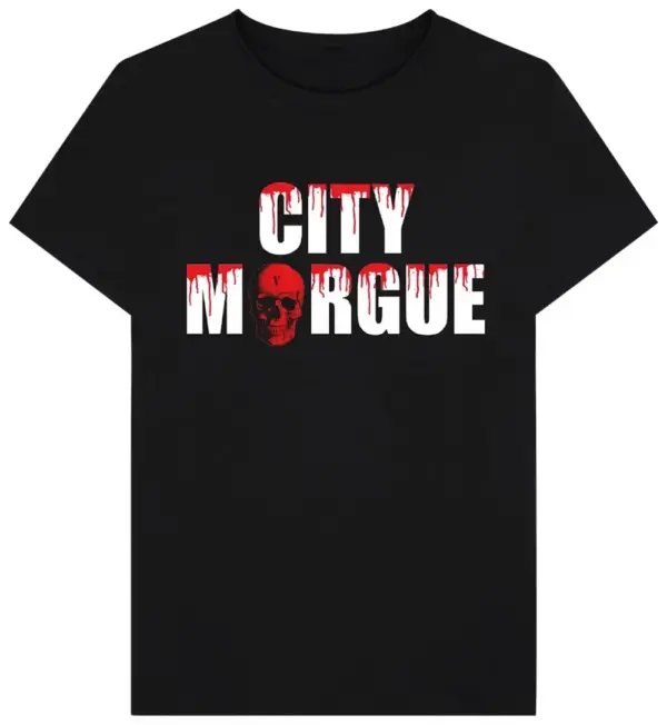Noxx Чоловіча футболка з принтом Vlone x City Morgue Dog, Чорний Noxx Чоловіча футболка з принтом Vlone x City Morgue Dog, Чорний
