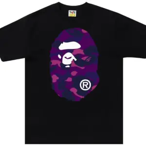 Noxx Чоловіча футболка з принтом BAPE Color Camo Big Ape, Чорний Noxx Чоловіча футболка з принтом BAPE Color Camo Big Ape, Чорний