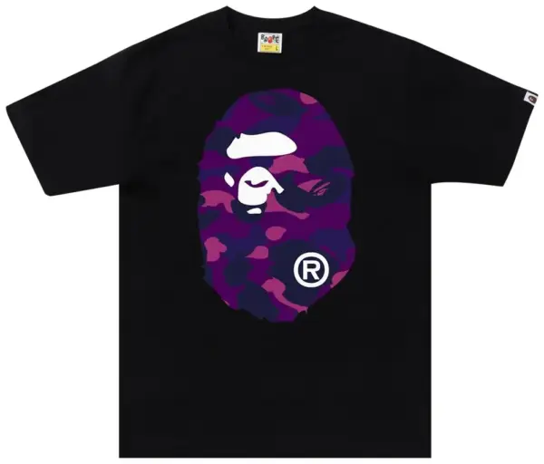 Noxx Чоловіча футболка з принтом BAPE Color Camo Big Ape, Чорний Noxx Чоловіча футболка з принтом BAPE Color Camo Big Ape, Чорний