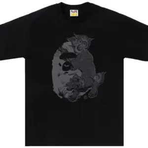 Noxx Чоловіча футболка з принтом BAPE Japanese Tattoo Big Ape, Чорний Noxx Чоловіча футболка з принтом BAPE Japanese Tattoo Big Ape, Чорний