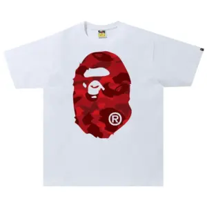 Noxx Чоловіча футболка з принтом Bape ABC Camo Big Ape Head, Білий Noxx Чоловіча футболка з принтом Bape ABC Camo Big Ape Head, Білий