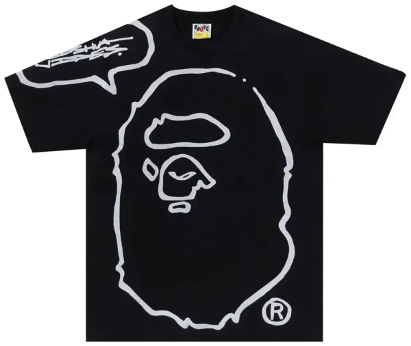 Noxx Чоловіча футболка з принтом BAPE x Joshua Vides Ape , Чорний Noxx Чоловіча футболка з принтом BAPE x Joshua Vides Ape , Чорний