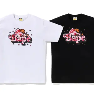 Noxx Чоловіча футболка з принтом Bape ABC SAKURA CAMO BABY MILO® CROPPED, Чорний Noxx Чоловіча футболка з принтом Bape ABC SAKURA CAMO BABY MILO® CROPPED, Чорний