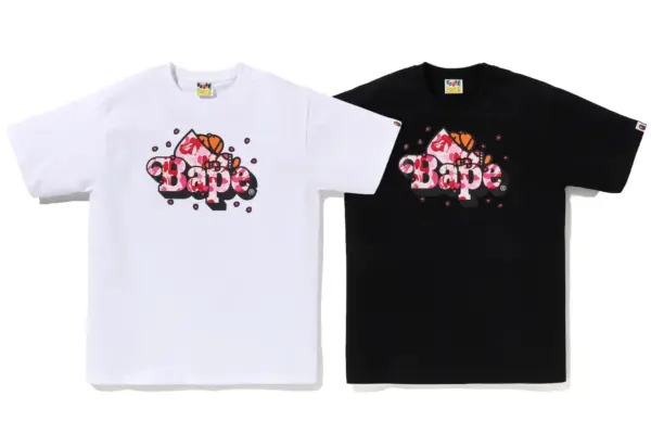 Noxx Чоловіча футболка з принтом Bape ABC SAKURA CAMO BABY MILO® CROPPED, Чорний Noxx Чоловіча футболка з принтом Bape ABC SAKURA CAMO BABY MILO® CROPPED, Чорний