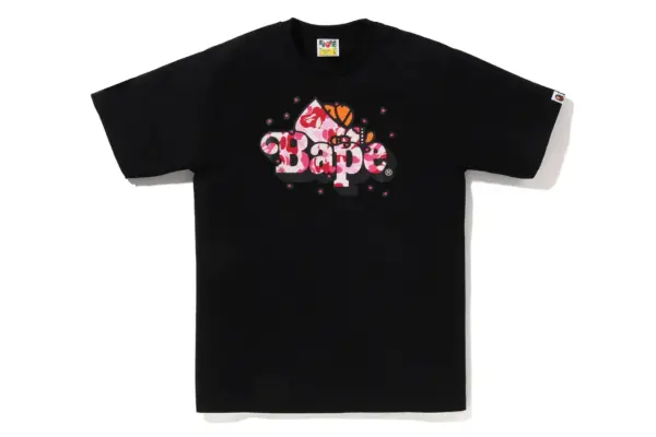 Noxx Чоловіча футболка з принтом Bape ABC SAKURA CAMO BABY MILO® CROPPED, Чорний Noxx Чоловіча футболка з принтом Bape ABC SAKURA CAMO BABY MILO® CROPPED, Чорний