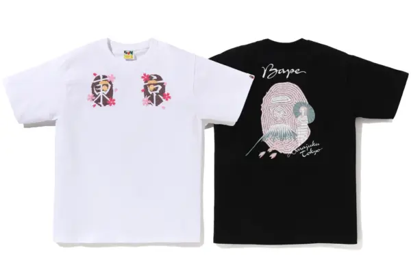 Noxx Чоловіча футболка з принтом Bape SAKURA APE HEAD, Чорний Noxx Чоловіча футболка з принтом Bape SAKURA APE HEAD, Чорний