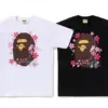 Noxx Чоловіча футболка з принтом Bape SAKURA APE HEAD, Чорний Noxx Чоловіча футболка з принтом Bape SAKURA APE HEAD, Чорний
